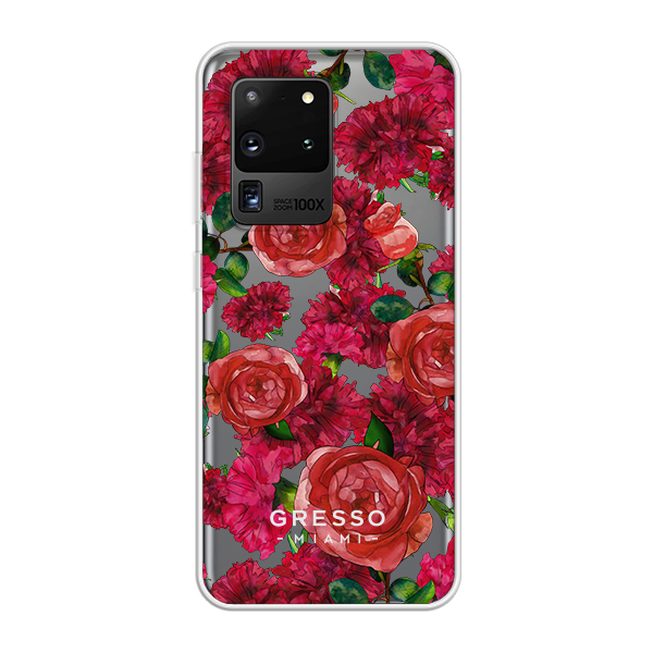 Противоударный чехол для Samsung Galaxy S20 Ultra. Коллекция Flower Power. Модель Formidably Red..